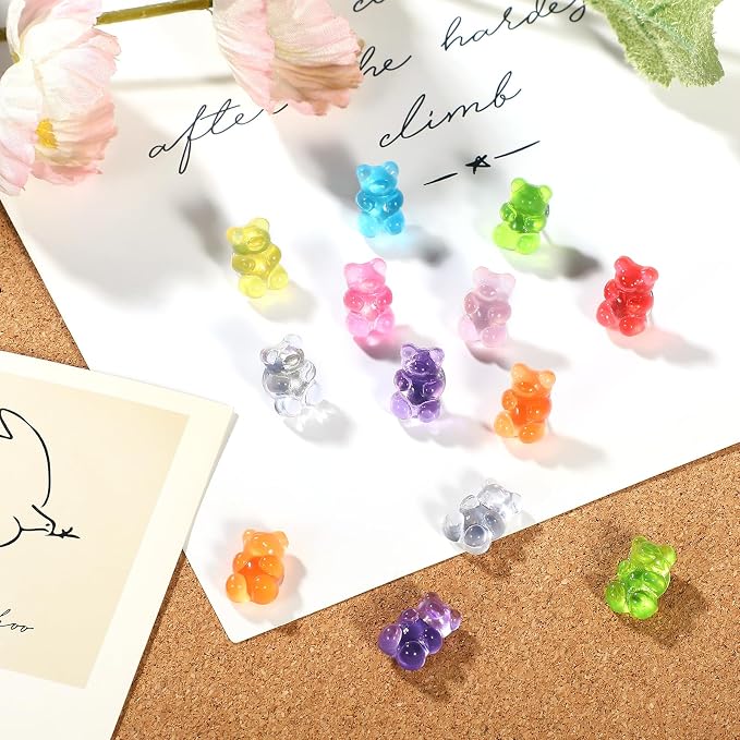 60Pcs Cute Bear Push Pins, 9 Colors Decorative Pushpins, Resin Bear Thumb Tacks - Image 4