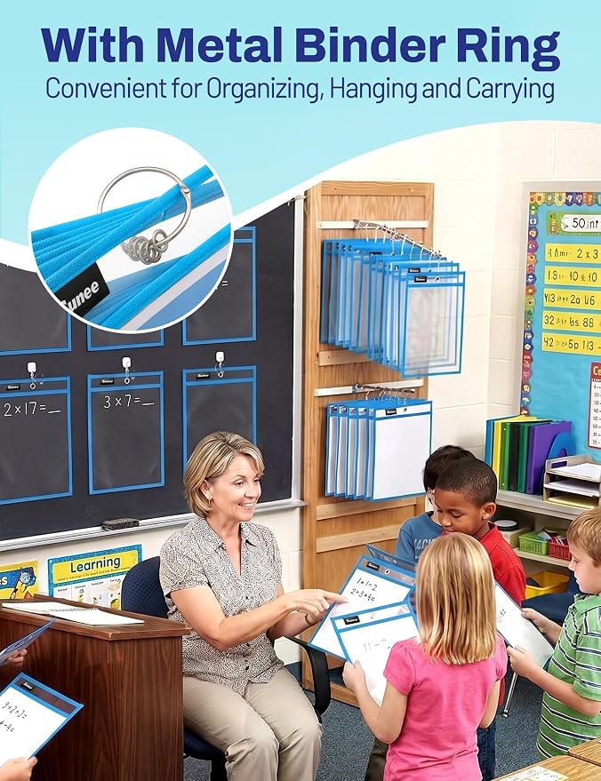 SUNEE 6 Packs Oversized Reusable Dry Erase Pocket Sleeves - Image 6