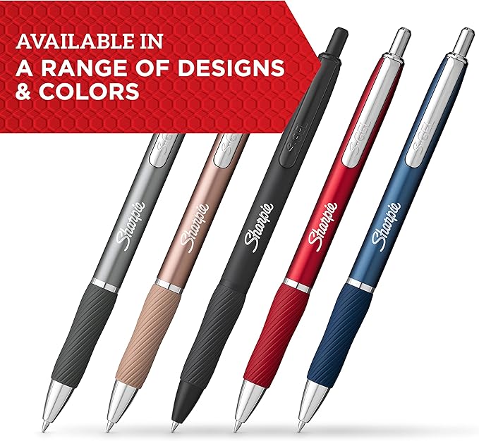 Sharpie S-Gel Gel Pens Sleek Metal Barrel Gunmetal Medium Point Black Ink - Image 2