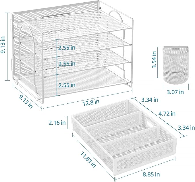 Marbrasse Desk Organizer and Accessories Polystyrene, 4-Tier Paper File Letter - Image 6
