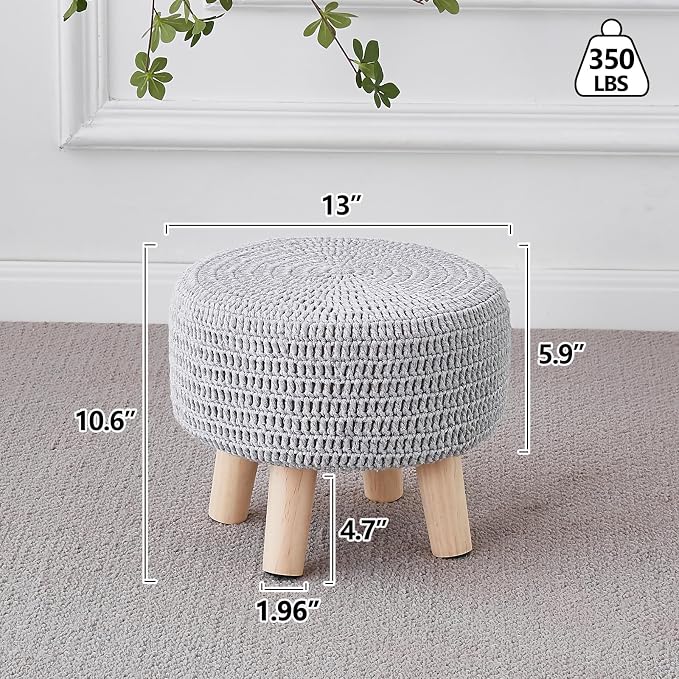 Wimarsbon Small Ottomans, 100% Hand Knitted Pouf Ottoman, Round Footrest - Image 3