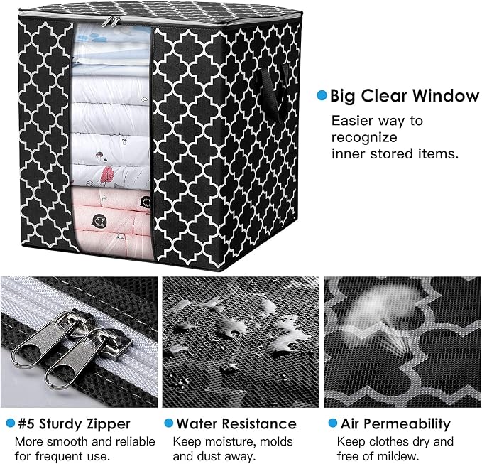 WISELIFE Storage Bags 4 Pack/100L Large Blanket Clothes Organization and - Image 5