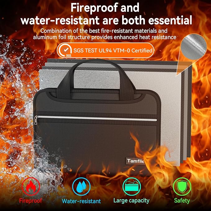 Tamfile Accordion File Organizer, Enhanced Fireproof Important Document - Image 2