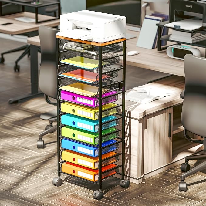Simple Trending 12-Tier Rolling File Cart, Desk File Organizer - Image 3