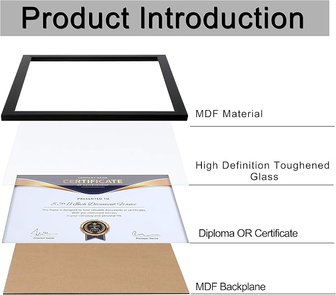 ELSKER&HOME 8.5x11 Picture Frame Certificate Document Frame 6 Pack Glass | - Image 6