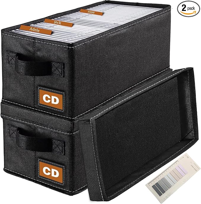 CD Storage Box & Case, Each Holds 35 CDs, Desktop & Closet CD Organizer by Salajory