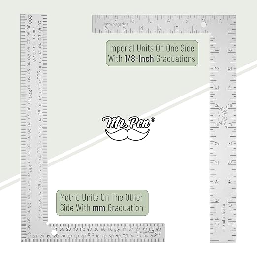 Mr. Pen- Metal Carpenter Square, 8 x 12 Inch | Imperial & Metric L Square - Image 3