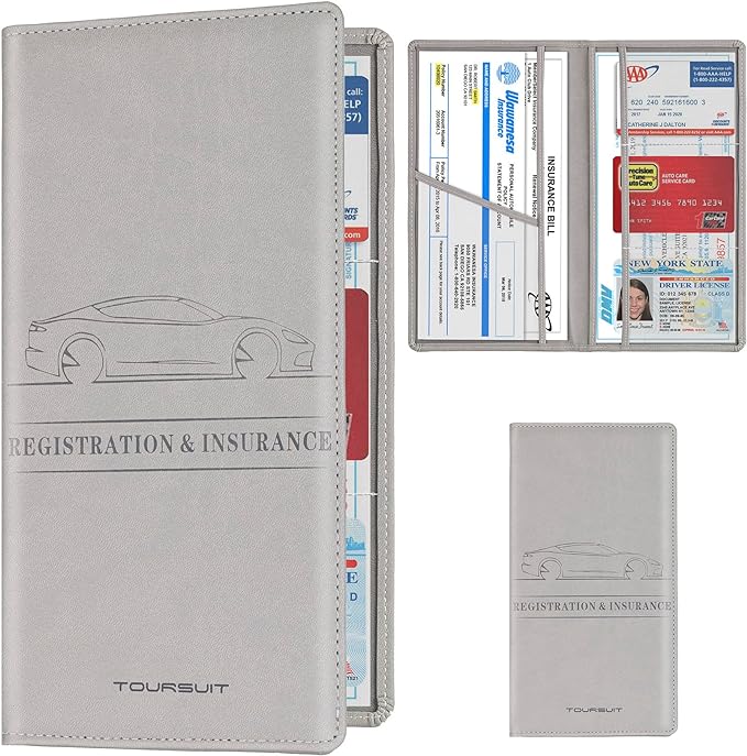 TOURSUIT Car Registration and Insurance Card Holder, Vehicle License Document by TOURSUIT