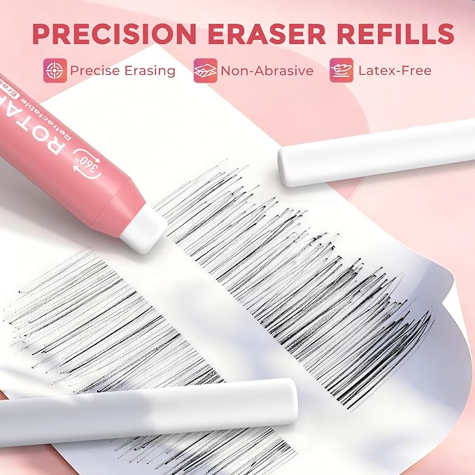 Nicpro 5+1 Pack Rotary Retractable Erasers, Soft TPE Twist Erasers - Image 3