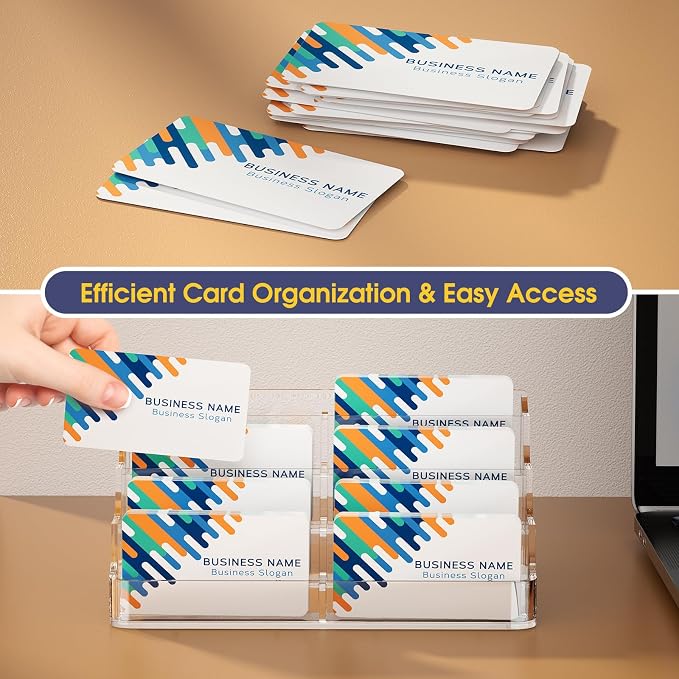 MaxGear Acrylic Business Card Holder, Desktop Card Display Stand, 8 Pockets | - Image 6
