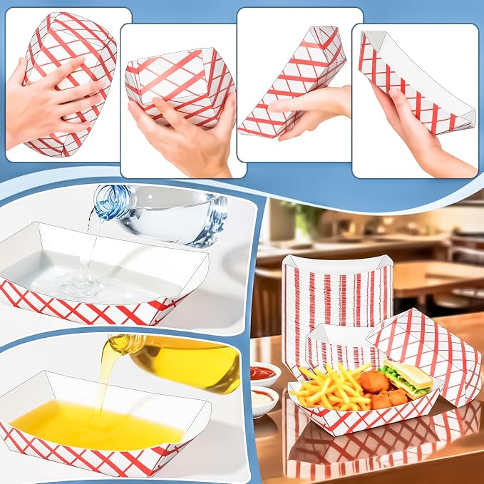 100 Pack 5LB Extra Large Paper Food Boats Trays Disposable Paper Boat Plate - Image 4