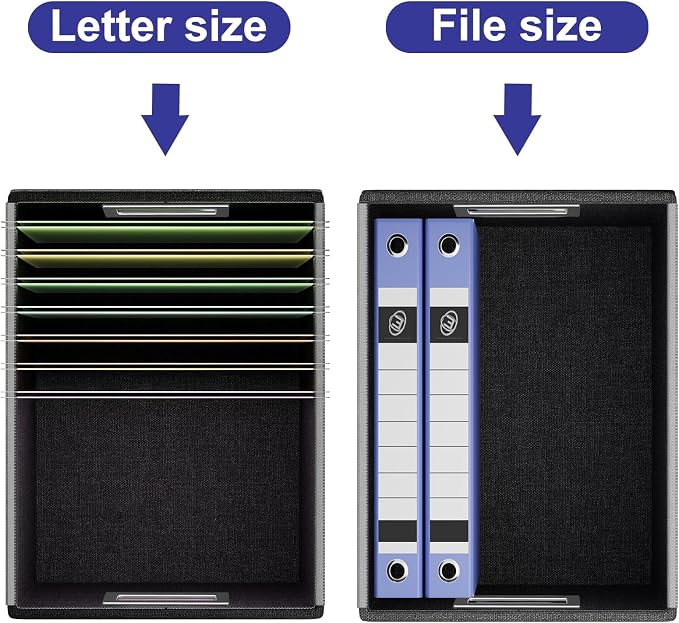 File Organizer Box with Lid, Collapsible Leather File Folder Organizer - Image 4