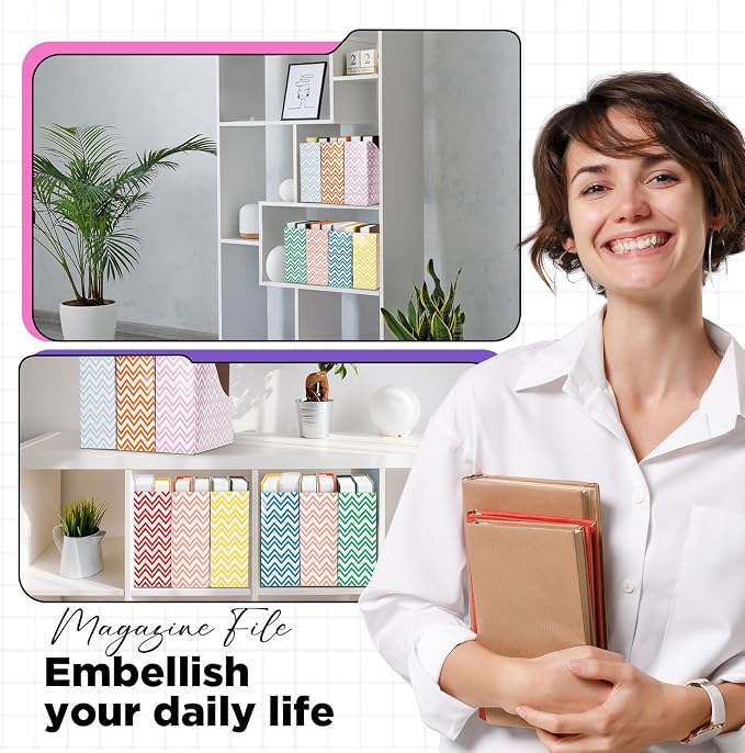 Jutom 32 Pcs Magazine File Holder Set Including Colored Foldable Desk File - Image 5