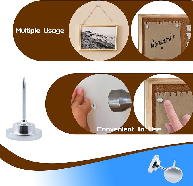 30 Pcs Metal Push Pins Silver Thumb Tacks or - Image 3