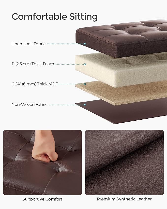 SONGMICS Small Folding Storage Ottoman, Foot Rest Stool, Cube Footrest - Image 4