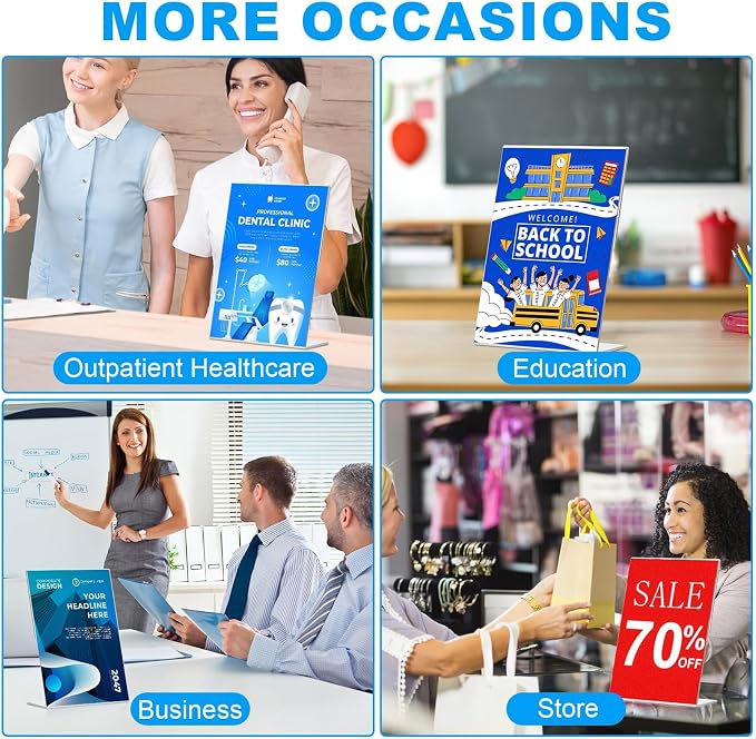 EHWINE 30 Pack Acrylic Sign Holder 8.5 x 11, L Shape Clear Plastic Display Stand - Image 5