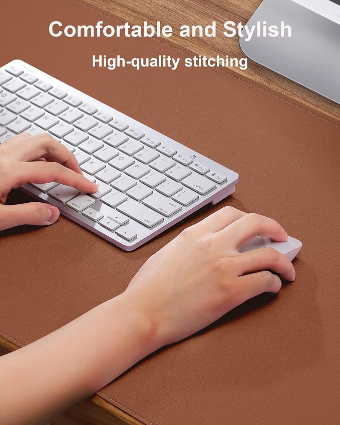 Leather Desk Pad Protector, Mouse Pad, Office Desk Mat, Non-Slip PU Leather - Image 2