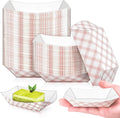 100 Pack Checkered 1/4Lb Small Paper Food Boat Trays, Mini Disposable Paper by MotBach
