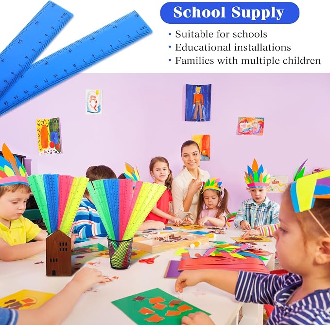 Zonon 50 Pcs 6 Inch/12 Inch Plastic Rulers Bulk Flexible Straight Rulers - Image 5