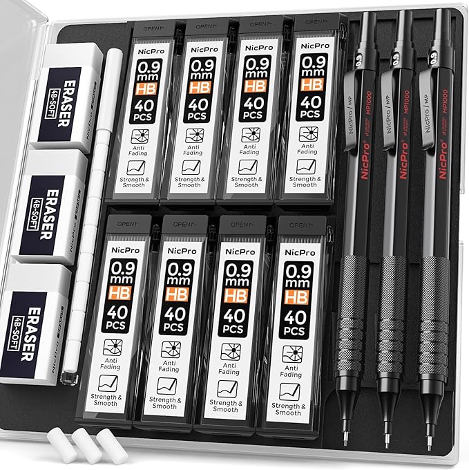 Nicpro 0.9 Metal Mechanical Pencil Set by Nicpro