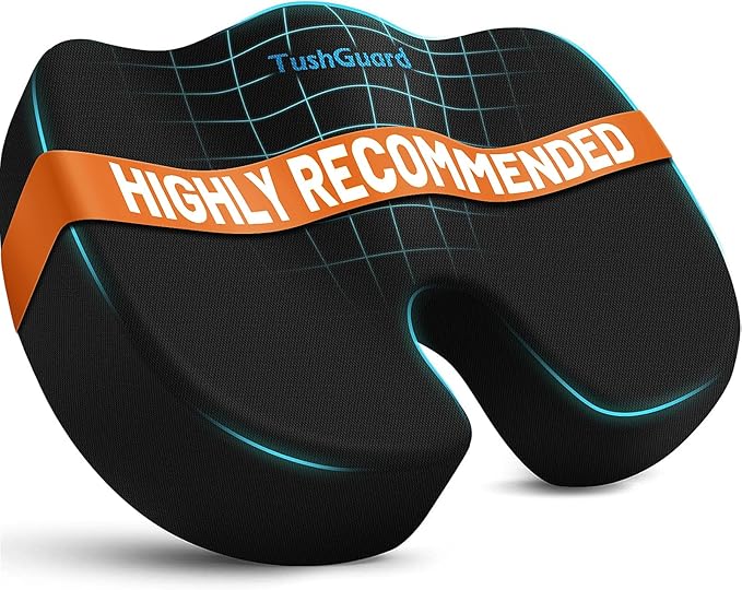 TushGuard Seat Cushion for Office Chair Memory Foam Non-Slip Cushion Back by TushGuardSeatCushonsPillows