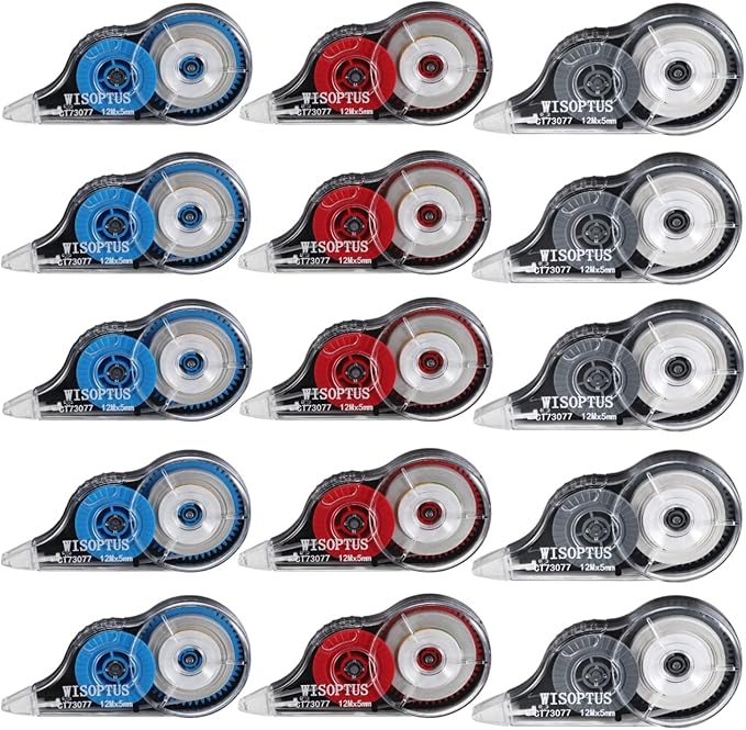 15PCS Correction Tape, 39.37ft Each, Opaque and Easy to Use Tear-Resistant by WISOPTUS