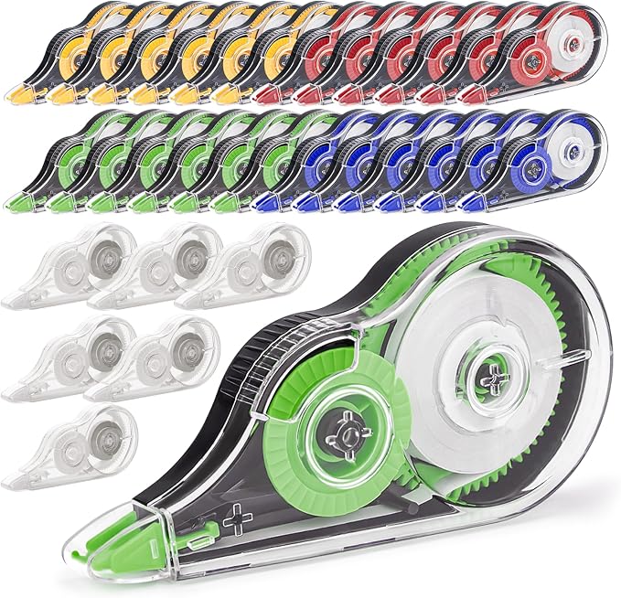 30 Pcs Colorful Correction Tape, 39.4 Ft White Wrong Out Tear-Resistant Bulk by JEFURE