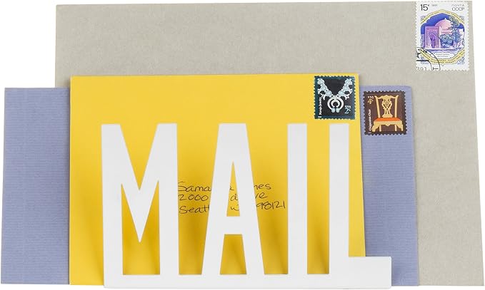 MyGift Mail Holder Organizer Countertop Modern Metal White - Image 5