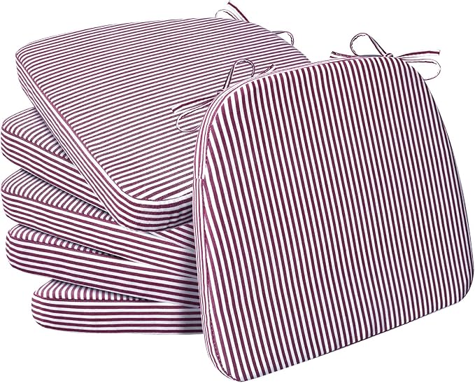 AAAAAcessories D-Shaped Chair Cushions, Machine-Washable Cover, Pinstripe Red by AAAAAcessories