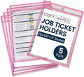 Essex Wares - 5 Pack, Job Ticket Holders, Reusable & Easy Erase Plastic Invoice by EssexWares