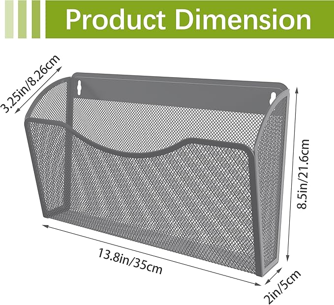 EasyPAG Wall File Organizer 3 Pack, Hanging File Organizer Wall Mount, Metal - Image 4