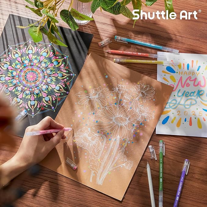 Shuttle Art 30 Colors Cute Journal Pens 0.6mm Fine Point Colored Gel Pens - Image 7