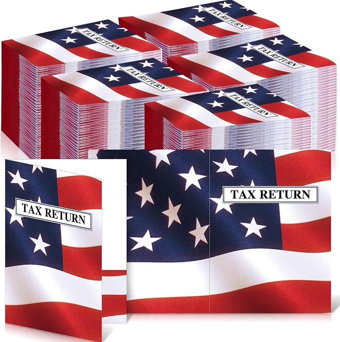 Skyygemm 150 Pcs Income Tax Return Folders 9 x 12 Inch Red White and Blue Tax by Skyygemm