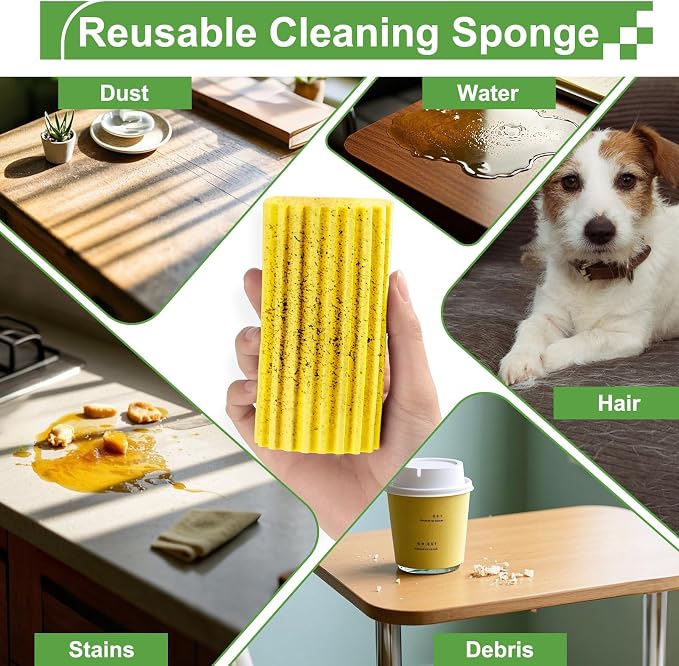 Jeymei 4-Pack Damp Clean Duster Sponge, Sponge Cleaning Brush, Duster - Image 4