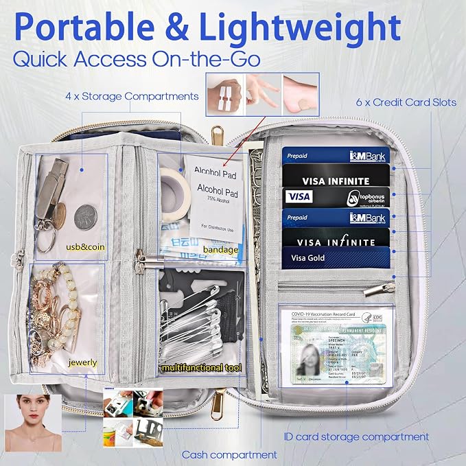 Multifunctional, RFID Family Passport Holder, Travel Wallet Travel Document - Image 3
