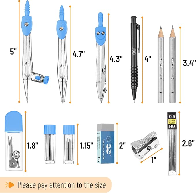 Mr. Pen- Geometry Set, 6 Inch Swing Arm Protractor, Divider | Set Squares - Image 3