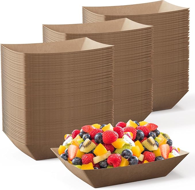 JOLLY CHEF 2lb Paper Food Trays, 1000 Pack Disposable Paper Boat, Serving Boats by JOLLYCHEF