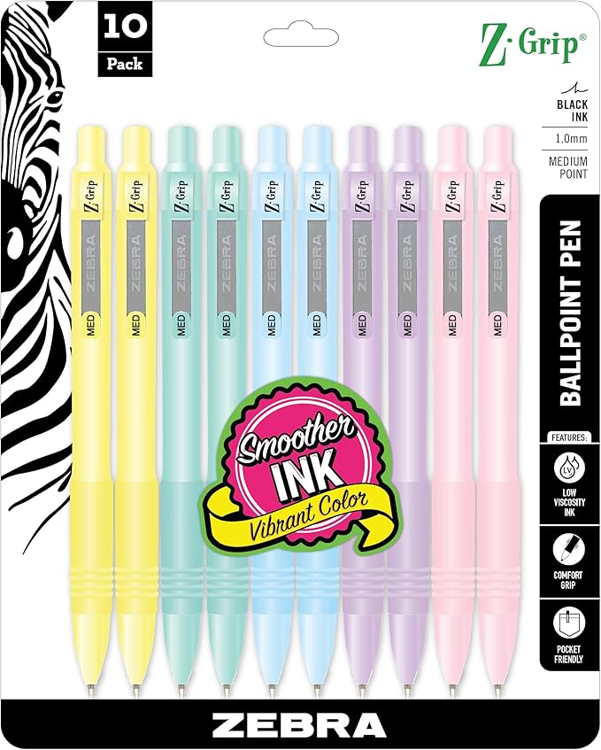 Zebra Pen Z-Grip Retractable Ballpoint Pen, Smooth-Flowing Black Ink, 1.0mm - Image 2