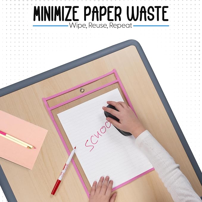 Essex Wares - 6 Pack, Dry Erase Pocket Document Protectors, Water-Resistant & - Image 3