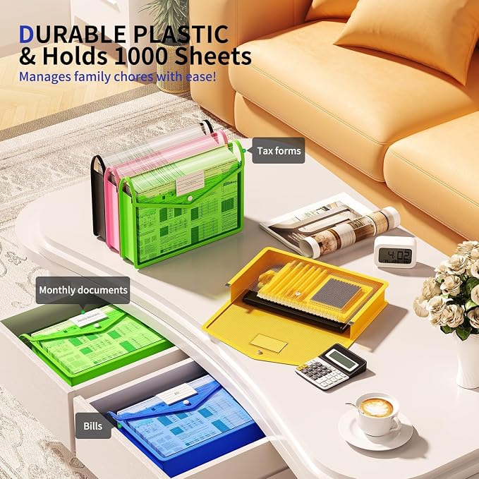 3 Pack Plastic Expanding File Folder, Transparent Envelopes - Image 5