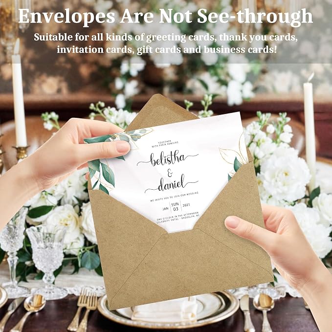 50 Pack A7 Envelopes, Kraft Greeting Card Envelopes Self Seal, 5.24 x 7.24 in - Image 5