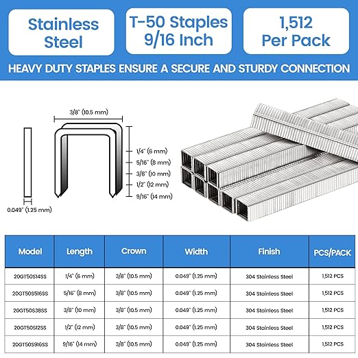 meite T50 Stainless Steel Staples Marine, 9/16 Inch Heavy Duty Staples - Image 2