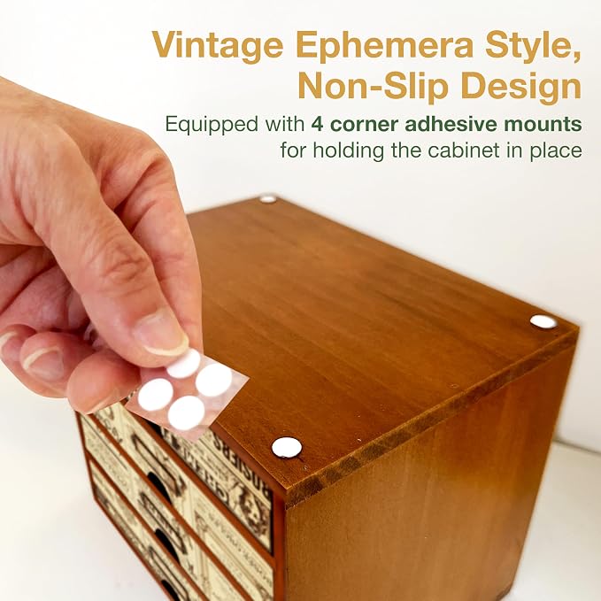 4-Drawer Vintage Ephemera Pattern Desktop Organizer - Image 4