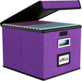 File Organizer Box with Lid, Collapsible File Folder Organizer by Huolewa