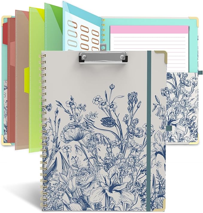 Clipboard Folio with Storage 8.5 X 11 Padfolio Notebook, Clipboards with by TELOENCE