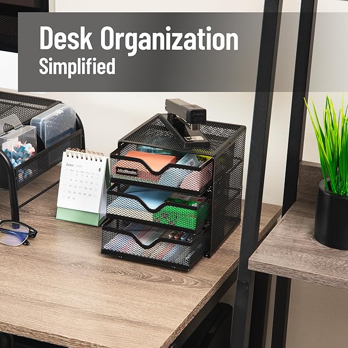 Mind Reader Desktop Accessory Storage, Desk Supplies, Metal Mesh, 6.25" L x - Image 2