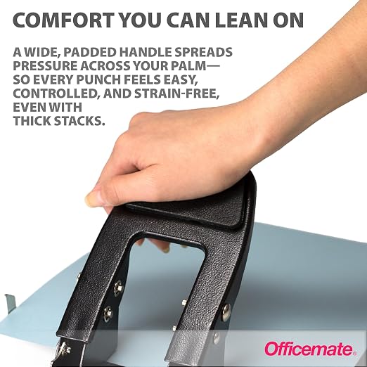 Officemate 2-Hole Padded Punch, Medium Duty, 50-Sheet Capacity, Ergonomic - Image 4