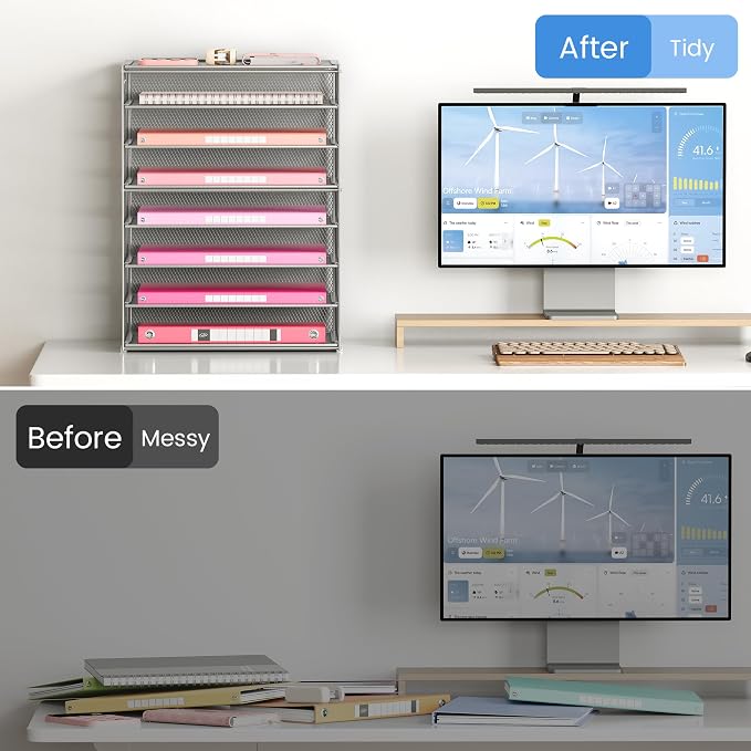 Lavatino 2 Pack 8-Tier Office Desk File Organizer, Letter Tray Paper Organizer - Image 4