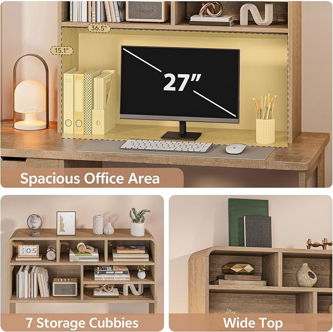 5-Tier Desk Shelf, 37.4''W Desktop Bookshelf - Image 3