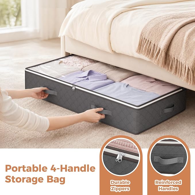 90L Under Bed Storage Containers, 6 Pack Underbed Closet Storage Organizer - Image 5
